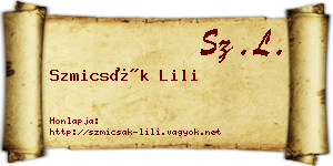 Szmicsák Lili névjegykártya